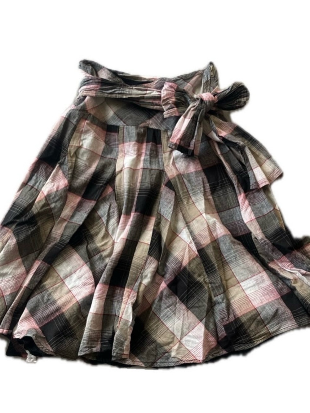 ✰ Le Chateau Plaid Midi Skirt with Waist Sash ✰